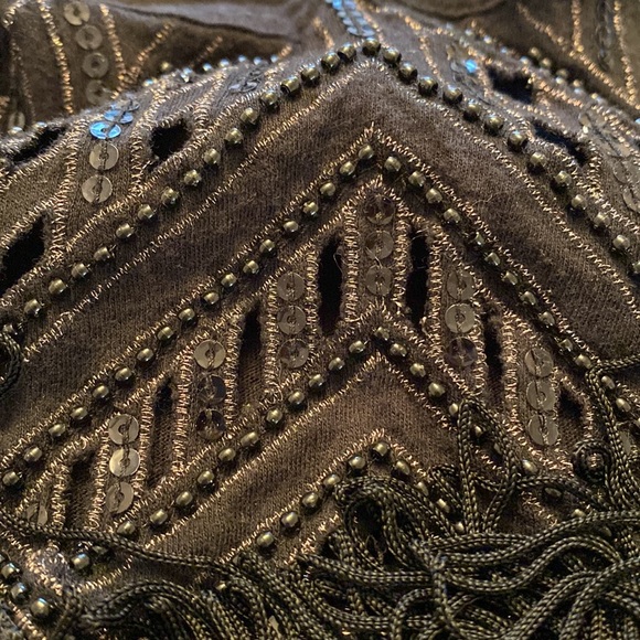 Express Black Eyelet Beaded Sequined Fringe Sleeveless Top - Picture 6 of 8